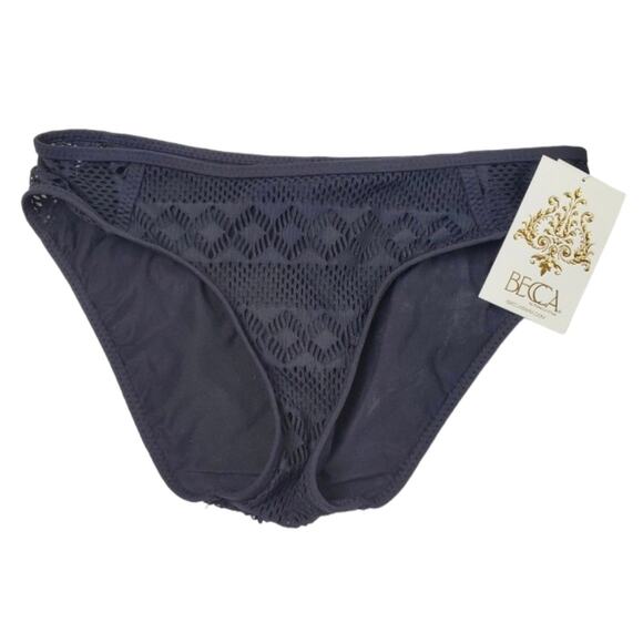Becca by Rebecca Women's Black Virtue Crochet Hipster Bikini Bottom Size S - Picture 2 of 8